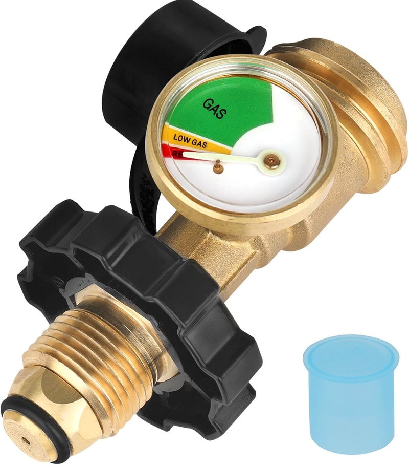 Aekops 100 lb Propane Tank Adapter, Propane Gauge for 100 lb Propane Tank, Universal Fit Pol to Qcc1 Propane Tank Adapter Converts Pol to Qcc1 / Type 1 - Old to New Connection Type, Solid Brass (1PC) - Image 1